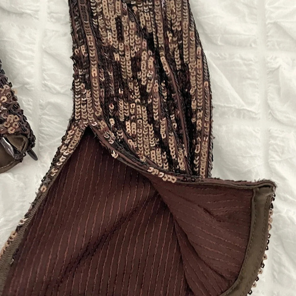 Jonathan Simkhai Allura brown sequin square neck puff sleeve top - Picture 6 of 12